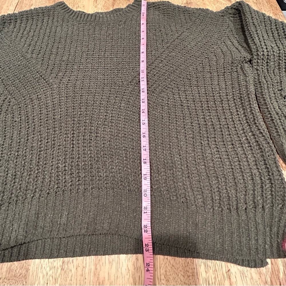 Braided Cable ChenillePullover XXL (Junior Sizing) Green‎ Sweater - Picture 4 of 15